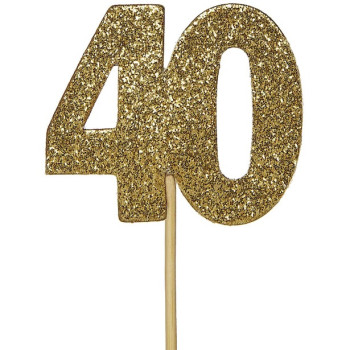 Kuchendekorationen 40 Jahre Gold – Geburtstagszubehör für Erwachsene | BelleFete.ch