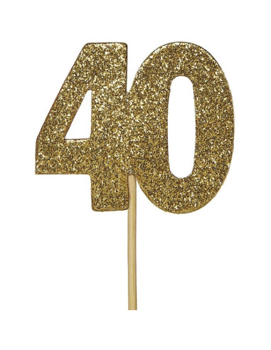 Decorazioni per torte 40 anni Oro – accessori compleanno adulto | BelleFete.ch