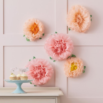 Fiori in carta velina – decorazione appesa colorata per compleanno, matrimonio o baby shower - Boutique Svizzera BelleFete.ch