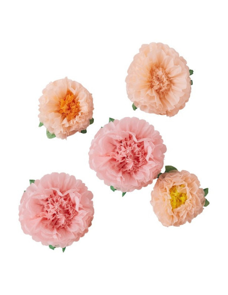 Fleurs en papier de soie - 5 pcs - Déco Fête & Mariage | BelleFete.ch Suisse