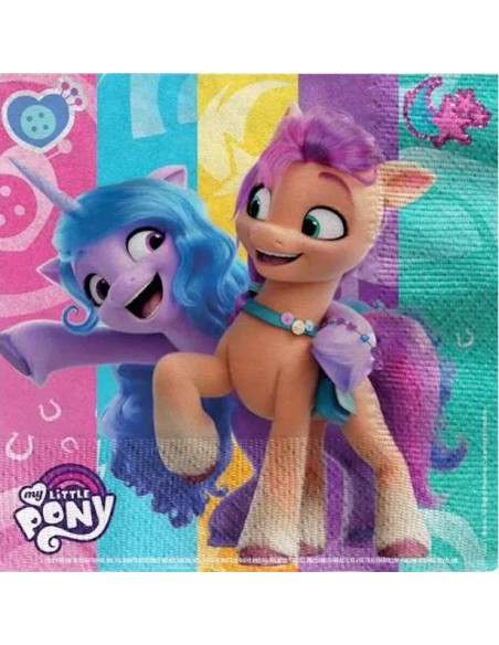Serviettes de fête My Little Pony pour anniversaire enfant, motifs colorés et licorne