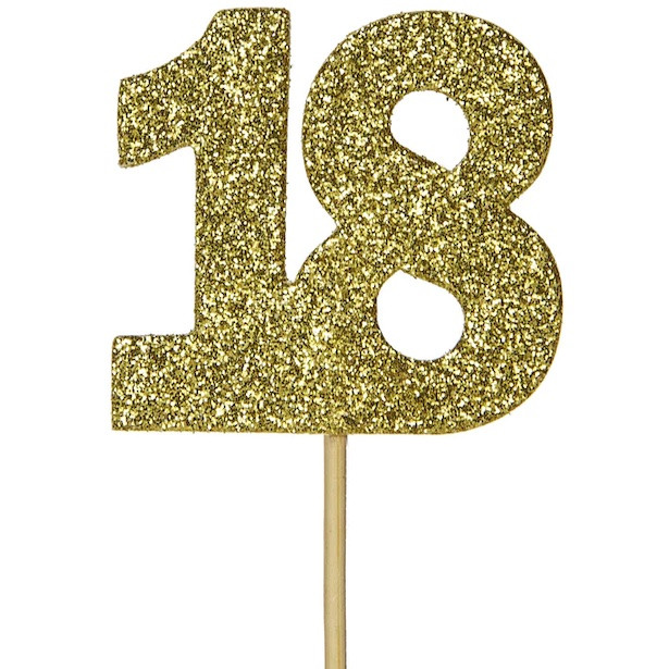 Bougies anniversaire chiffre 18 doré : deco gateau anniversaire