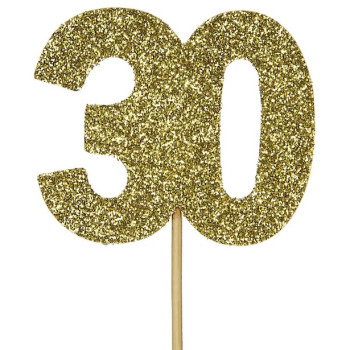 Kuchendekorationen 30 Jahre Gold – Geburtstagsdekoration für Erwachsene | BelleFete.ch