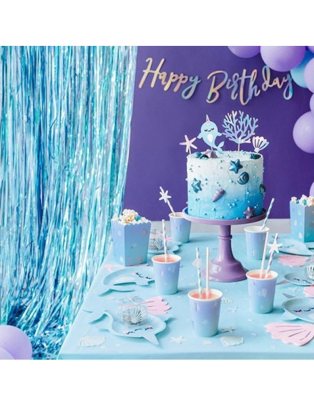 Rideau de fête à franges Bleu Clair - Déco Mariage, Anniversaire & Baby Shower