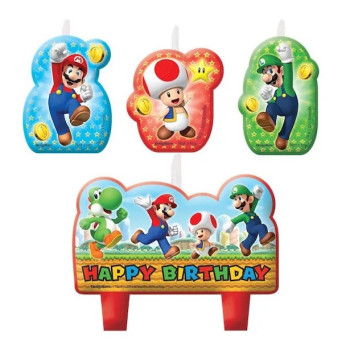 Candele da festa Super Mario per compleanno bambino, decorazione torta Nintendo