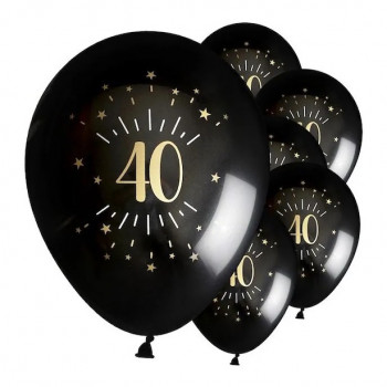 Decoration Anniversaire 40 Ans, Ballon 40 Ans de Fête en Noir Or