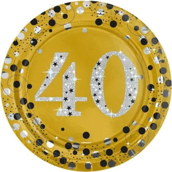 Piatti da festa 40 anni Oro “Buon compleanno” – decorazione tavola compleanno adulto | BelleFete.ch
