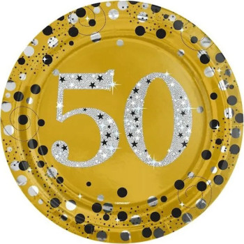 Partyteller 50 Jahre Gold Alles Gute zum Geburtstag – stilvolle Tischdekoration