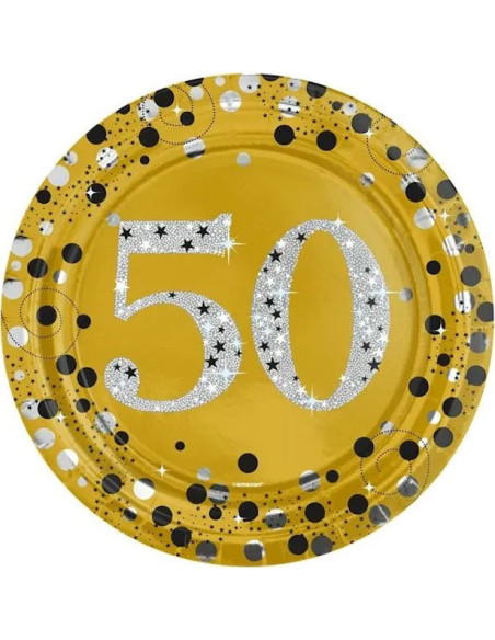 Piatti per feste 50 anni Oro Buon Compleanno – decorazione della tavola elegante