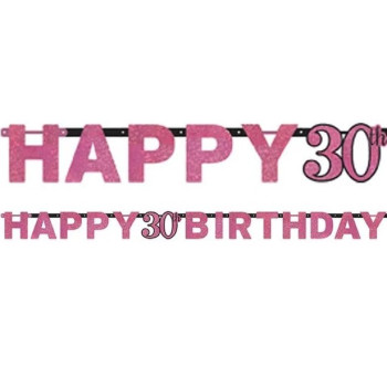 Rosa Happy Birthday Girlande „30 Jahre“ – Geburtstagsdekoration für Erwachsene | BelleFete.ch 2