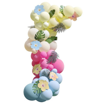 Ballonbogen Hawaii mit tropischen Blumen und Laub - Bellefete.ch - Schweiz - Ballonbögen 2