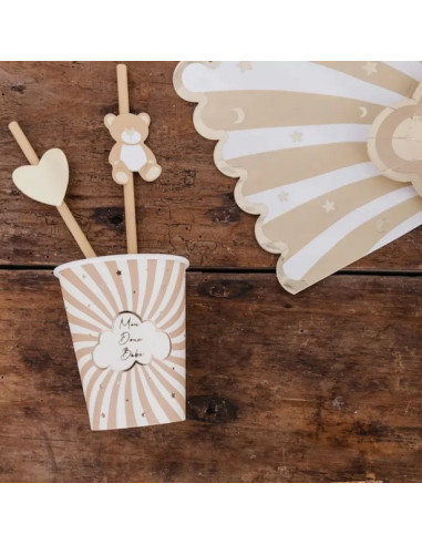 Pailles de fête Ourson "Mon Doux Bébé"