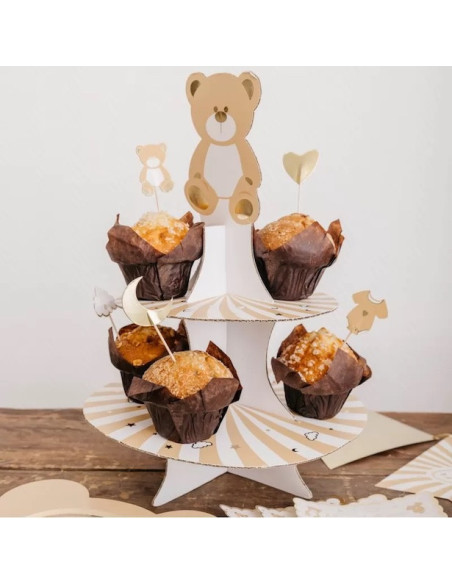 Support à gâteaux Teddybär Boho 2 étages 38.5cm | BelleFete.ch