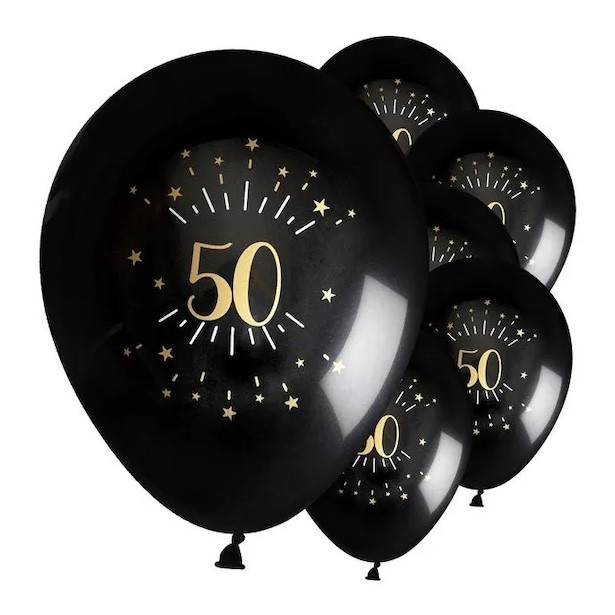Decoration Anniversaire 50 Ans Noir Or, Ballons Anniversaire 50 ans