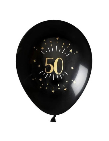 Palloncini cinquantesimo compleanno neri e dorati