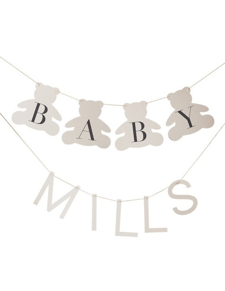 Personalisierbare Teddybär Girlande Baby Shower 2x2m | BelleFete.ch