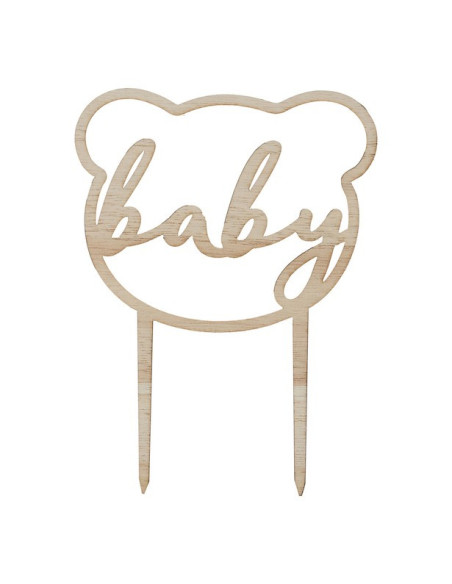 Cake Topper Baby Ourson en bois - Déco Gâteaux de Fête - Bellefete.ch