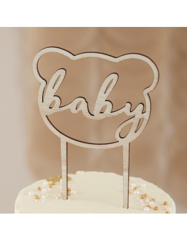 Cake Topper Ourson en bois - Idéal pour gâteaux de fête - Bellefete.ch
