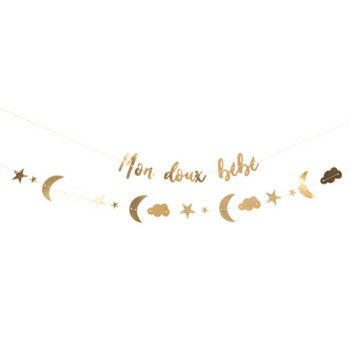2 goldene Girlanden "Mon Doux Bébé" - Partydekoration - Bellefete.ch