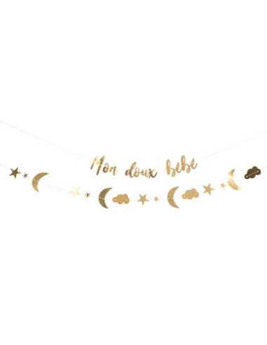 2 ghirlande d'oro "Mon Doux Bébé" - Decorazione di festa - Bellefete.ch