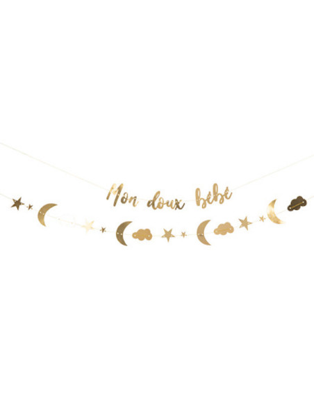 2 goldene Girlanden "Mon Doux Bébé" - Partydekoration - Bellefete.ch