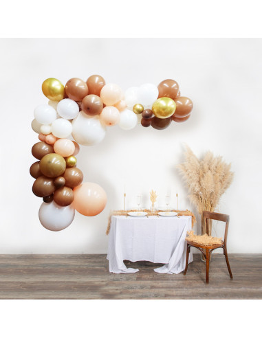 66 Arco di palloncini - Nudo, Cammello, Mocha, Bianco e Oro - Decorazione per feste