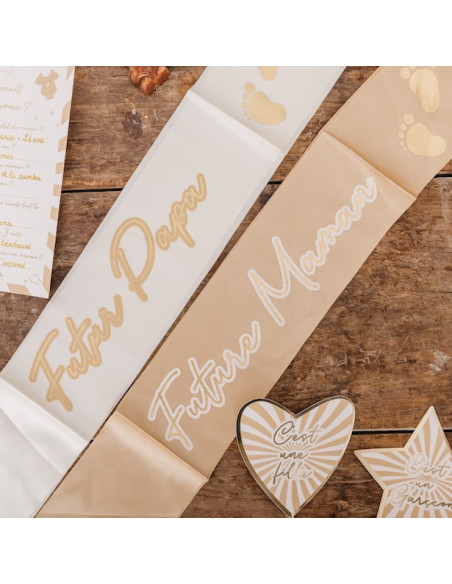 Fascia per futuro papà, avorio e oro, per baby shower | BelleFete.ch