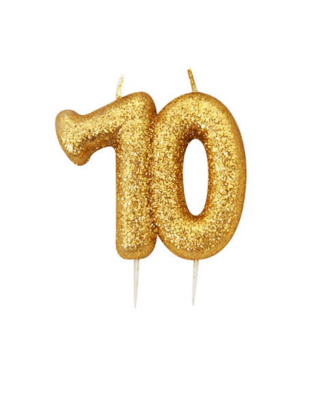 Candela di compleanno “70” con glitter oro – decorazione torta compleanno adulto | BelleFete.ch