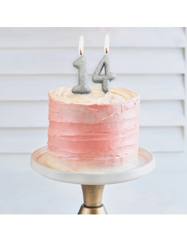 Bougie d'anniversaire numéro "4" à paillettes Argent