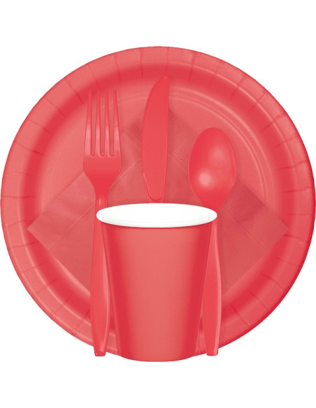 Tovaglia in plastica color corallo - Decorazione da tavola color corallo Tovaglia in plastica color corallo - Decorazione da tavola color corallo