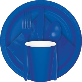 Couverts en plastique Bleu Royal - Bellefete.ch - Suisse - Vaisselle jetable - Déco de table bleu royal - Couverts 8 personnes 2