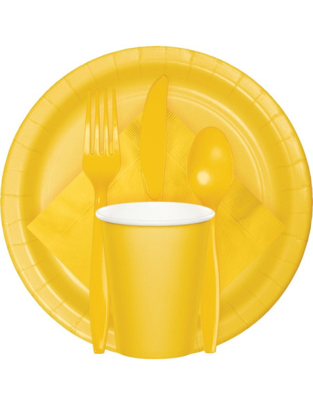 Couverts de fête en plastique Jaune - Déco de table Couverts de fête en plastique Jaune - Déco de table