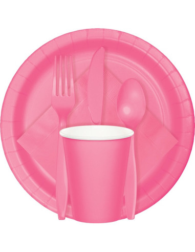 Assiettes à dessert Rose Vif - 24 Pcs - Décoration de table de fête