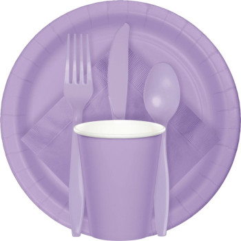 Couverts de fête en plastique Lilas - Déco de table - Bellefete.ch 2