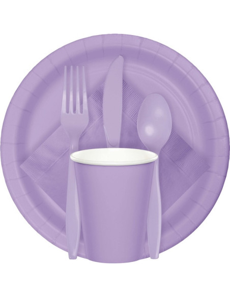 Posate di plastica lilla per feste - Decorazione da tavola