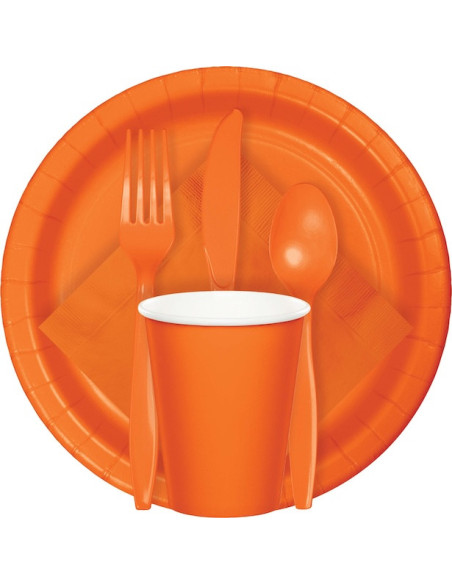 Posate di plastica arancione per feste - Decorazione da tavola Posate di plastica arancione per feste - Decorazione da tavola