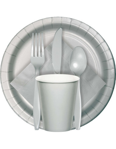 Posate per feste in plastica argentata - Decorazione da tavola