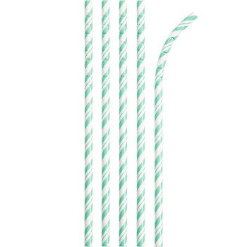 Cannucce a righe Verde Menta - ECO-FLEX - Decorazione da tavola - Bellefete.ch - Svizzera