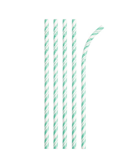Cannucce a righe Verde Menta - ECO-FLEX - Decorazione da tavola - Bellefete.ch - Svizzera