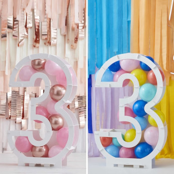 Ballonhalter Nummer "3" - Geburtstagsballonshalter Struktur - Bellefete.ch