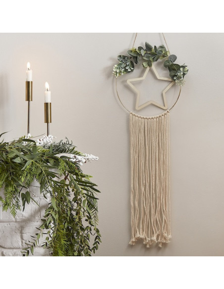 Cerchio in legno e corona di Natale in macramè - Decorazione natalizia - Bellefete.ch