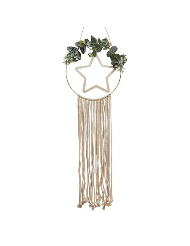 Weihnachtskranz aus Holzreifen und Makramee