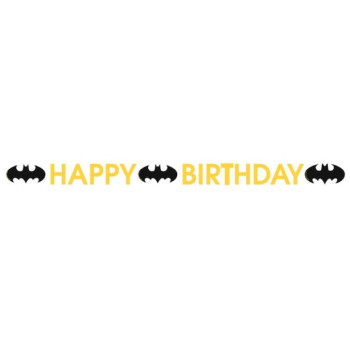 Guirlande d’anniversaire Batman, motif chauve-souris jaune avec ville de Gotham 2