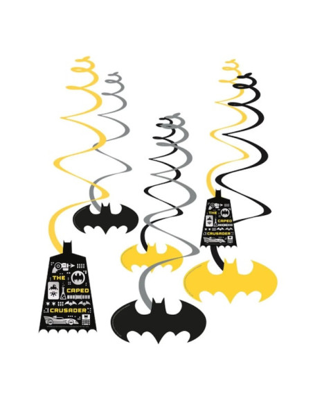 Batman zum Geburtstag hängende Dekorationen, gelbes Fledermausmotiv mit Gotham City