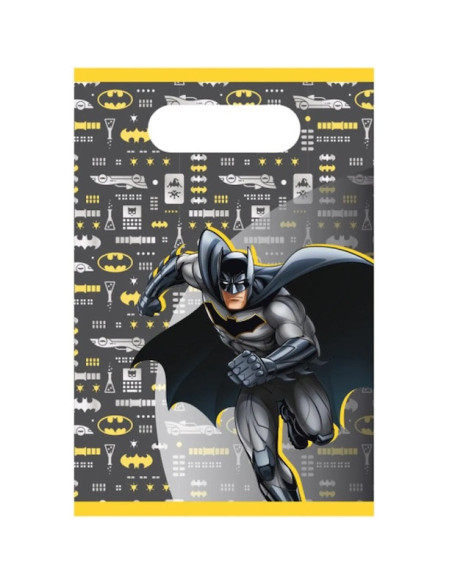 Borse da festa Batman per compleanno, motivo pipistrello giallo con Gotham City