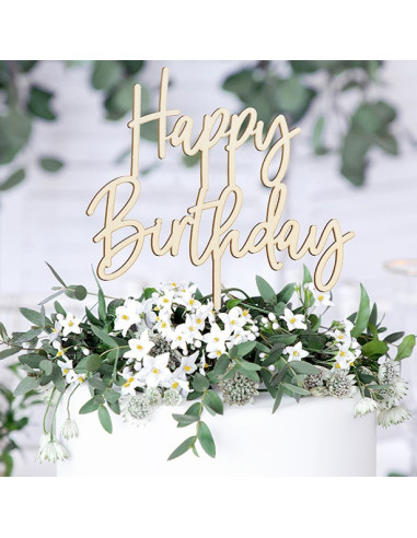 Happy Birthday Tortenaufsatz aus Holz – Tortenaufsatz aus Naturholz