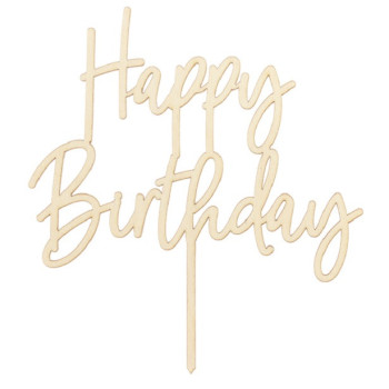 Decorazione torta in legno "Happy Birthday" - Cake topper legno naturale - Bellefete.ch