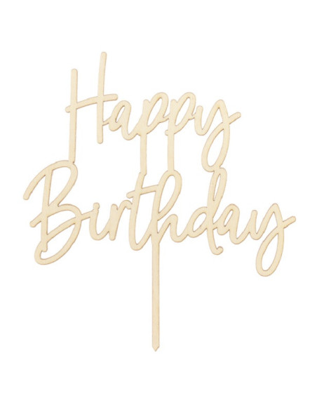 Decorazione torta in legno "Happy Birthday" - Cake topper legno naturale - Bellefete.ch