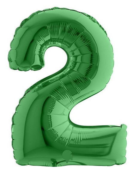 Palloncino in alluminio Cifra "2" Verde - Accessorio decorativo compleanno e festa - Bellefete.ch