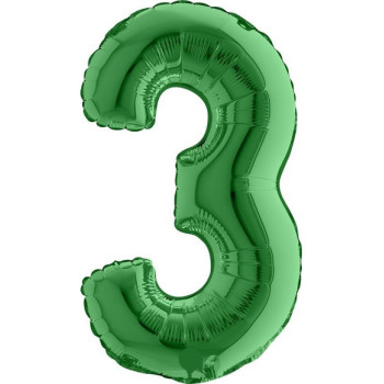 Palloncino in alluminio Numero "3" Verde - Bellefete.ch - Svizzera - Palloncini numeri
